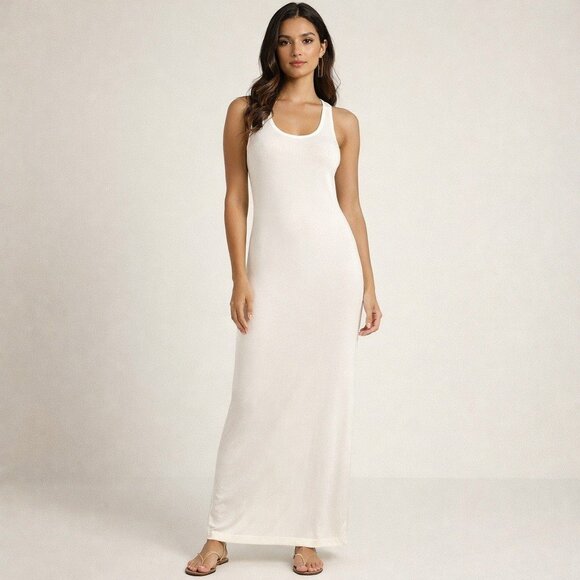 Ralph Lauren Dresses & Skirts - Ralph Lauren Ivory Ribbed Scoop Neck Tank Maxi Dress Size Medium NWT